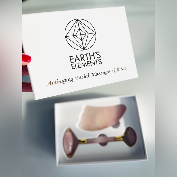 Earth’s Elements Facial Massage Set, Rose Quartz Crystal Facial Roller, NEW - Picture 12 of 12